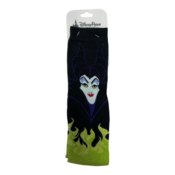 Disney Parks Maleficent Socks – Villains Collection – Black & Green Flames – New - Picture 1 of 3